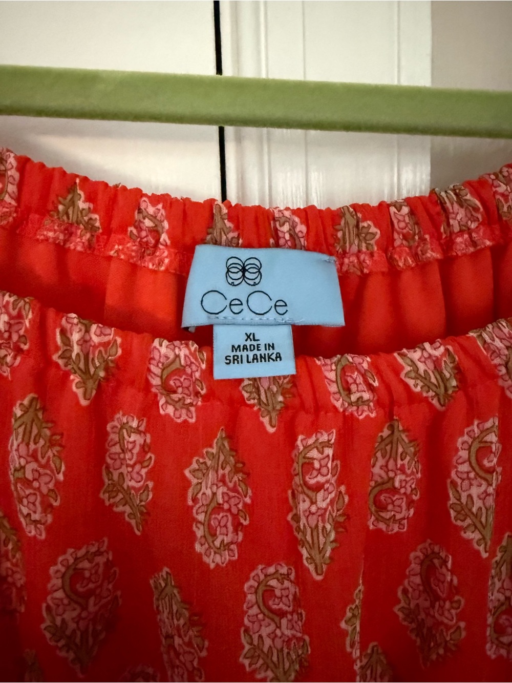 CeCe Orange Floral Off-Shoulder Tiered Sleeve Blouse - Picture 2 of 4